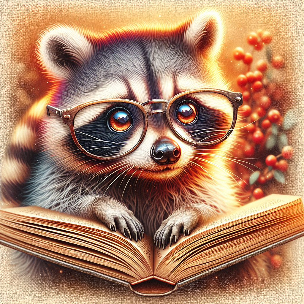 sticker-A raccoon wearing glasses, reading a large book-cute stickers-1733095697830